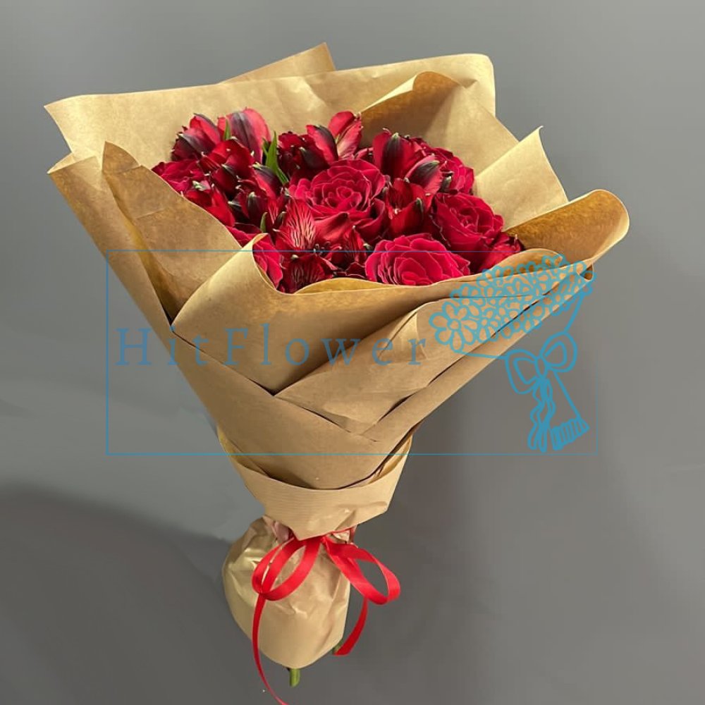 Букет цветов Гранатовый браслет Букет цветов из: Альстромерии и Розы