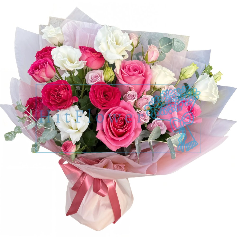 Букет цветов Сердечные Мелодии Букет цветов из: Розы и Лизиантусы